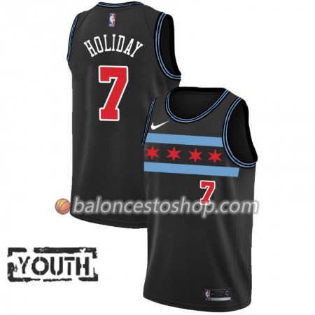 Camiseta Niños NBA Chicago Bulls Justin Holiday 7 2018-19 Nike City Edition Negro Swingman